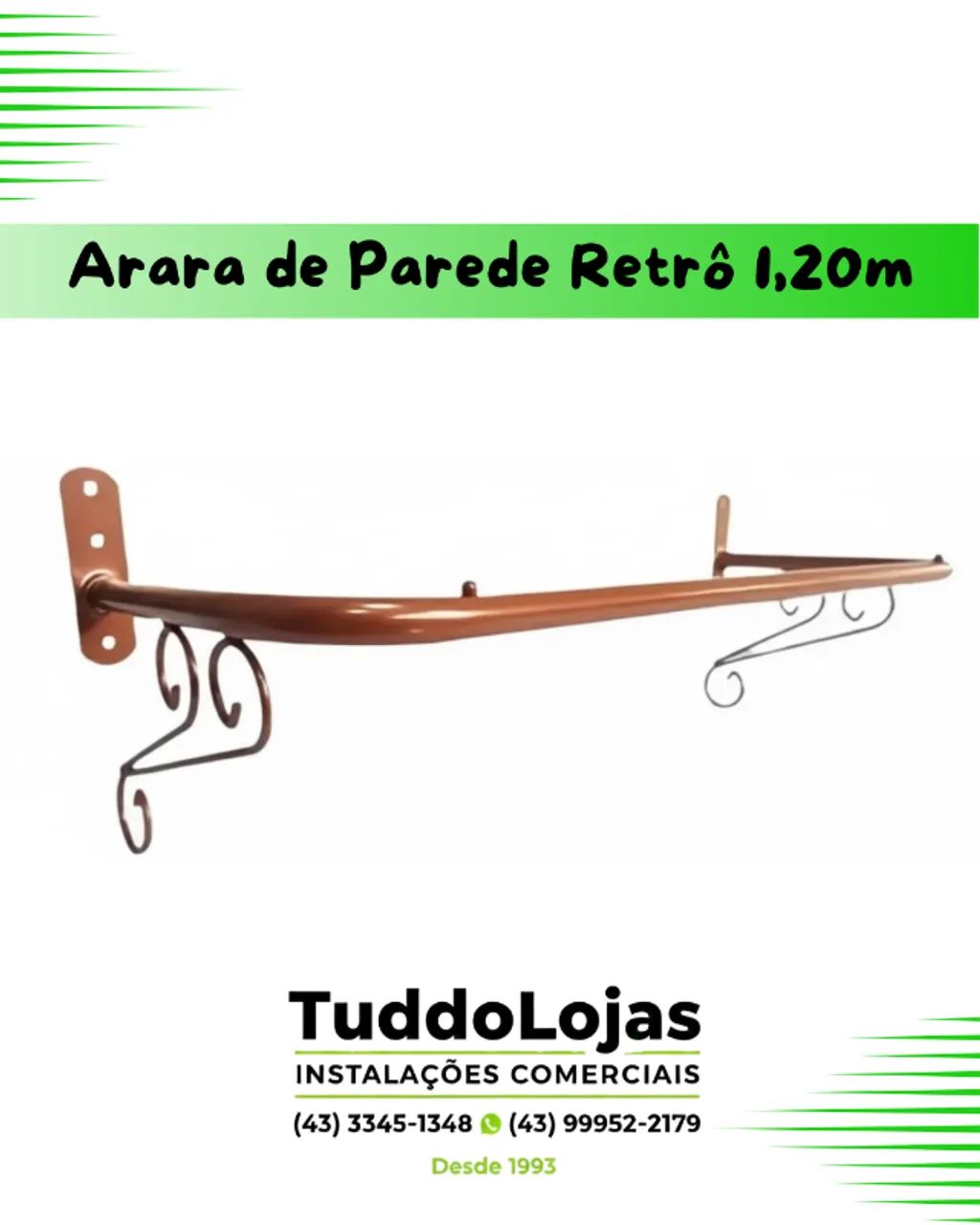 Arara de Parede Retrô 1,20m