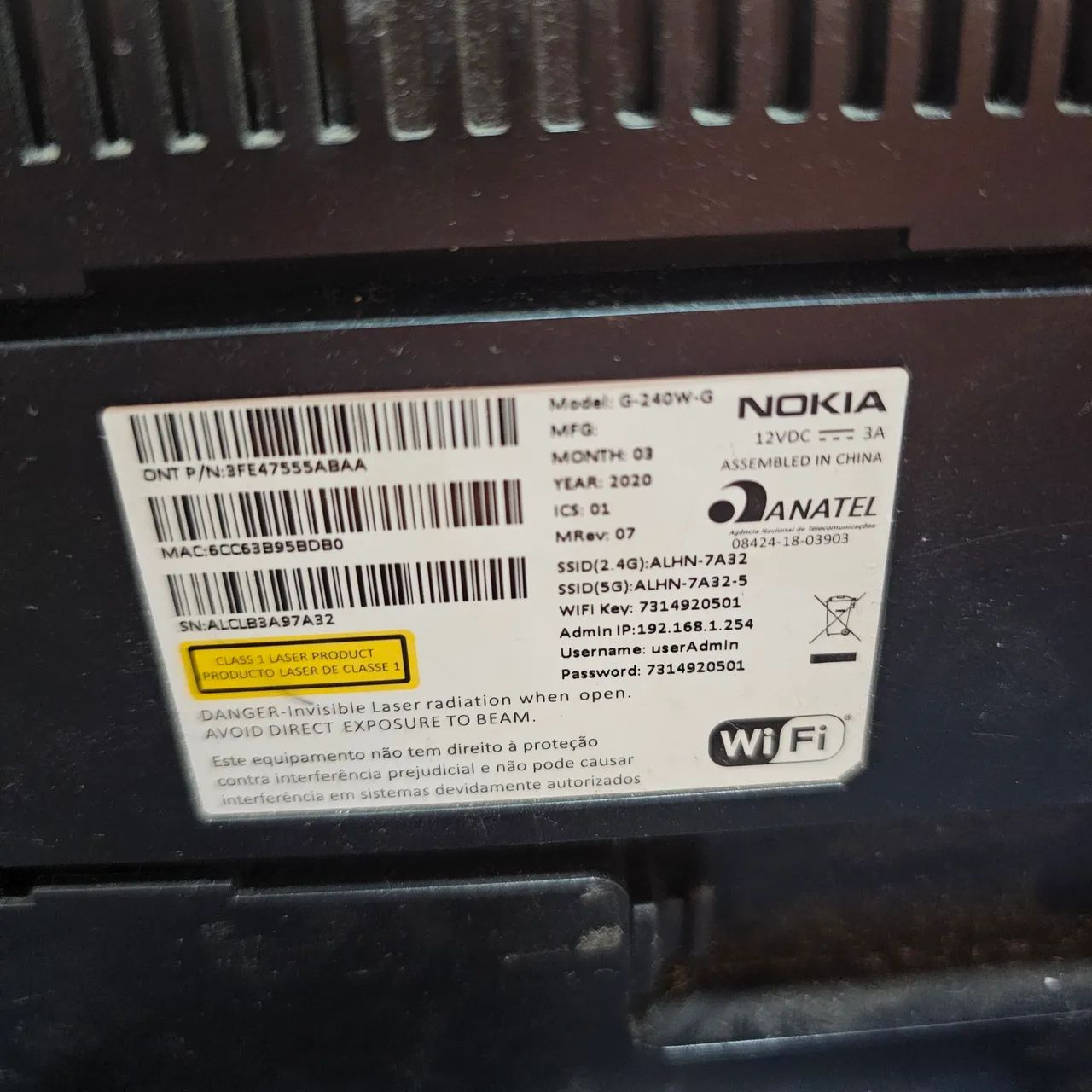 GPON WIFI NOKIA G-240W-G -AC1200 - SC/APC  - Foto 3