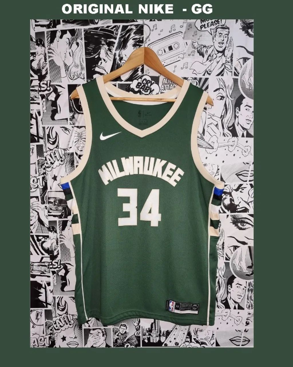 REGATA JERSEY NBA NIKE ORIGINAL, MILWAUKEE BUCKS 34, ( LEIA A DESCRIÇÃO)