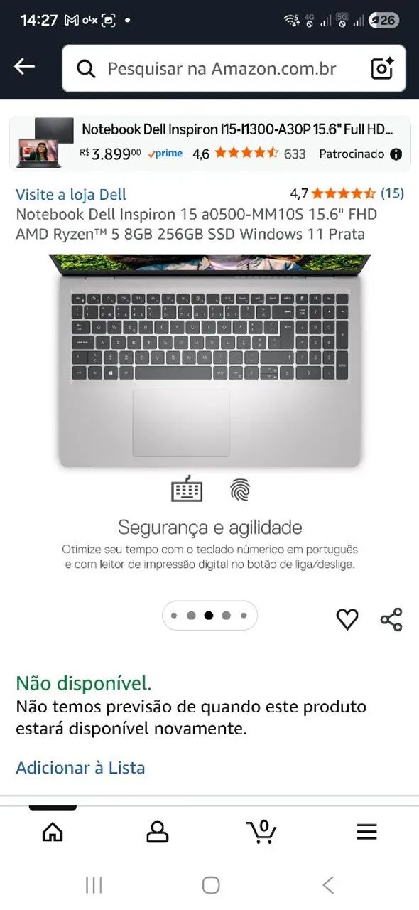 notebook Dell Inspiron 15 3511 com processador Intel Core i7-1165G7 - Foto 5