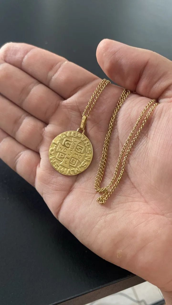 CORRENTE E PINGENTE EM OURO18k