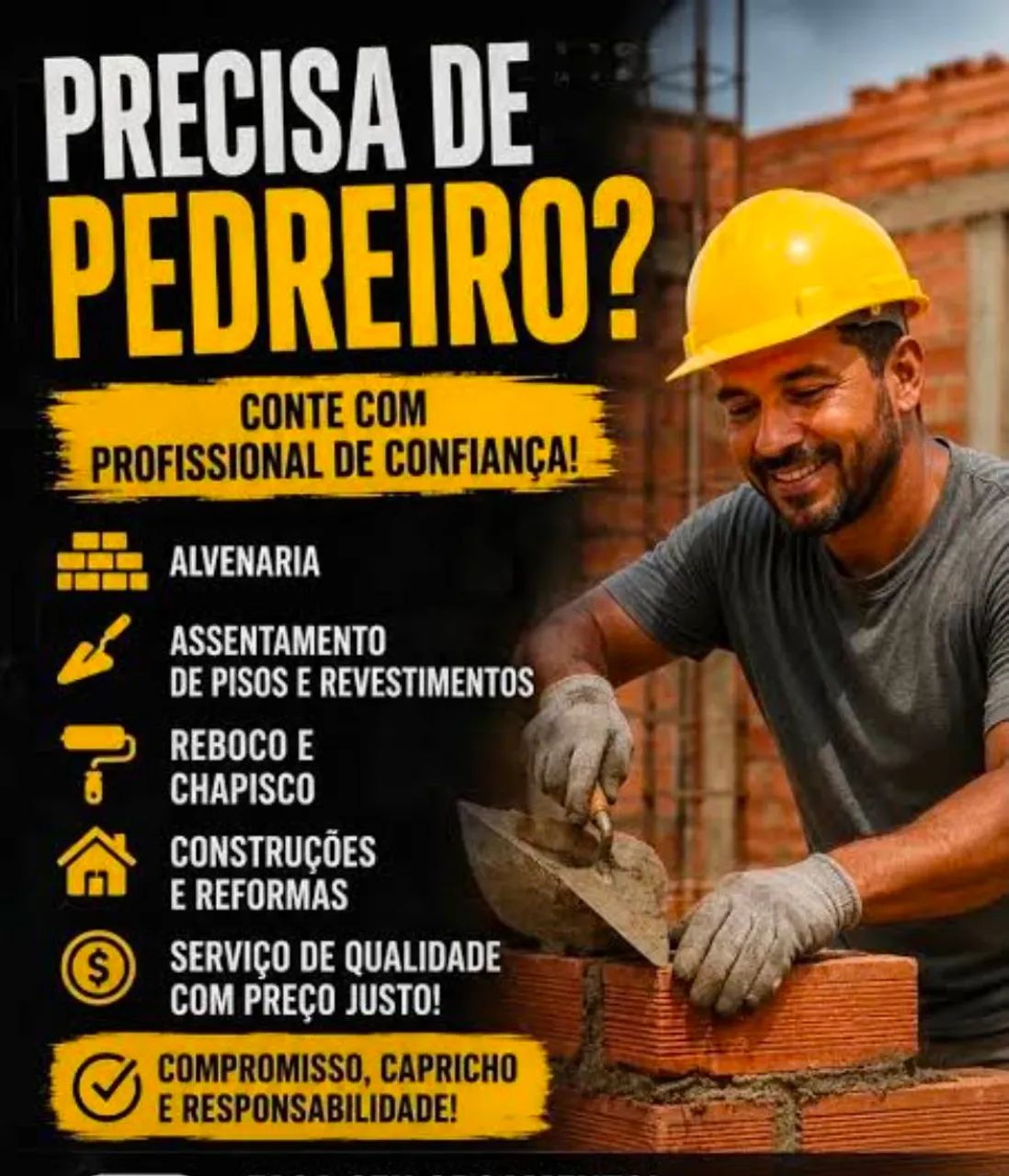 Pedreiro disponível 