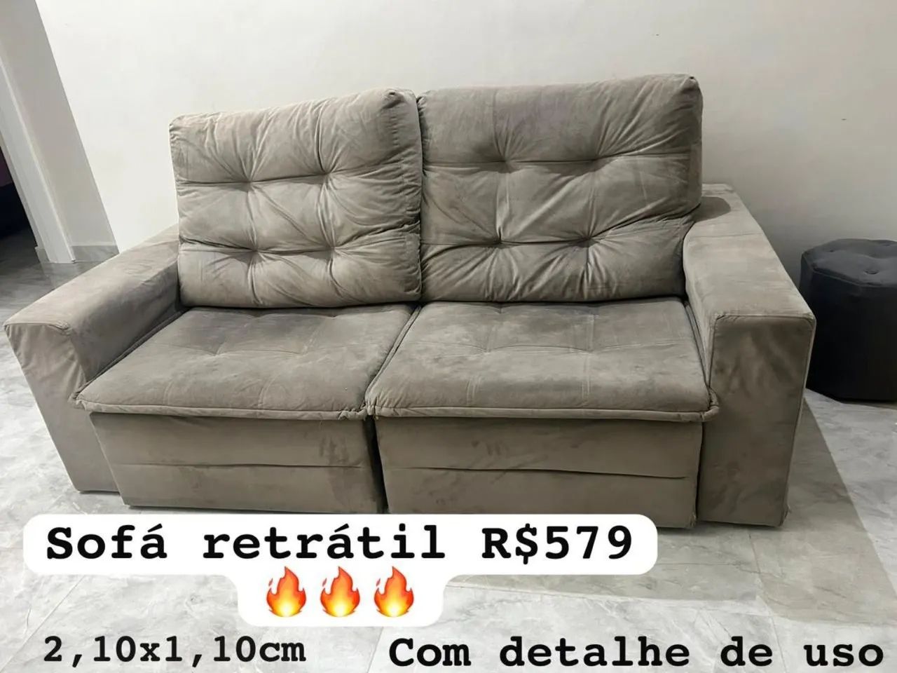 Sofá Retrátil Cinza!? - Foto 3