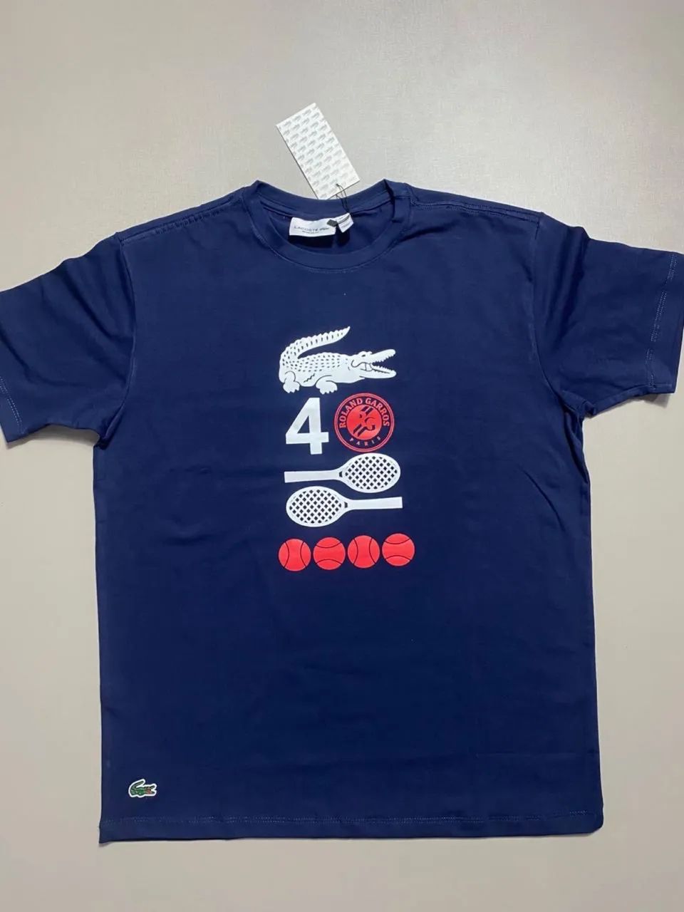 Camiseta Básica Azul Marinho/Vermelho - Foto 4