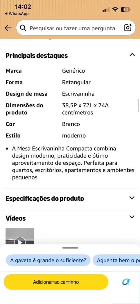 Escrivaninha com gaveta novíssima  - Foto 4