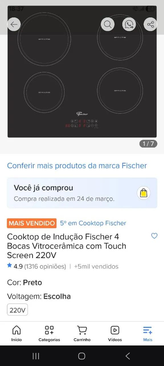 FOGÃO INDUÇÃO FISCHER 