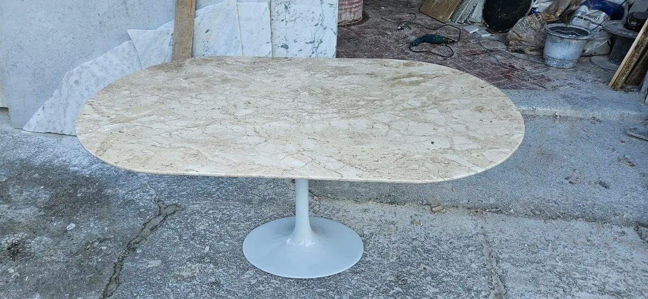 Base Saarinen tulipa com tampo retangular 1.60x0.90 bege bahia - Foto 4