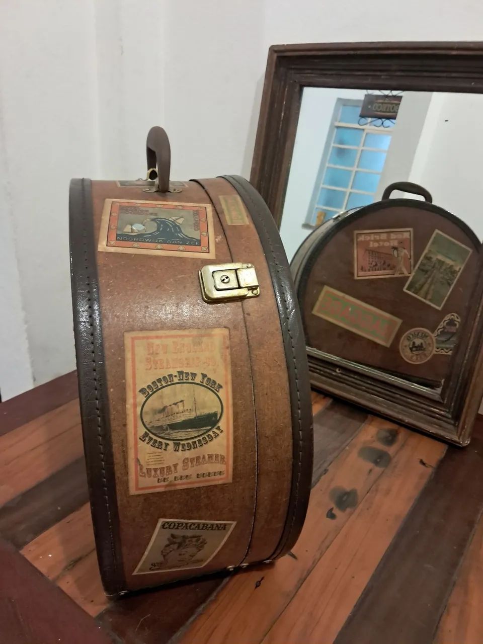 Mala Baú Vintage em Couro feita à mão - Foto 3