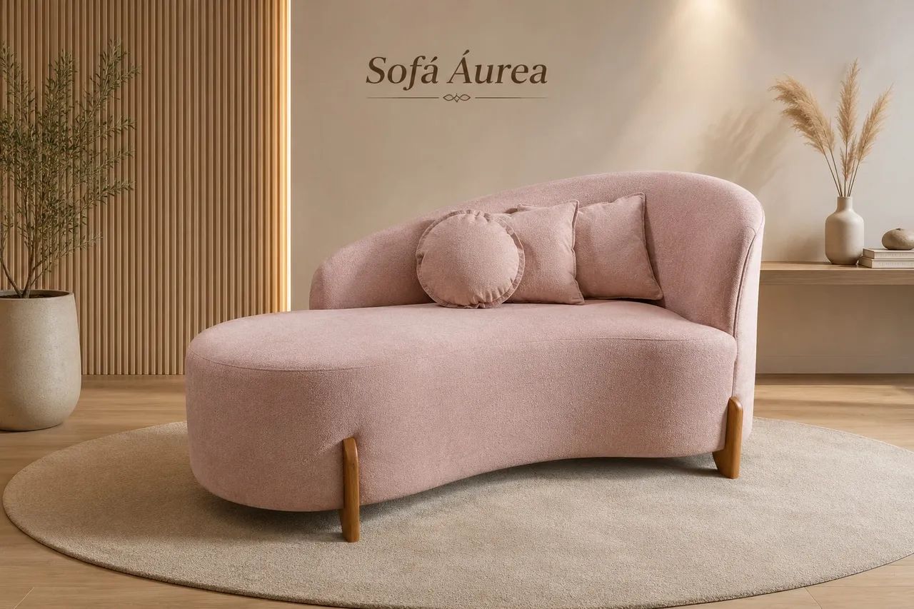 Sofá Áurea com pés de madeira