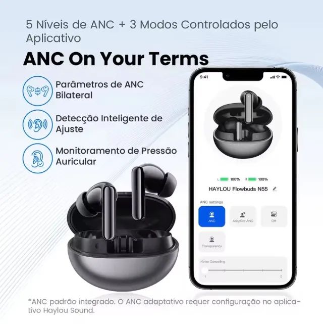 Fones De Ouvido Sem Fio HAYLOU Flowbuds N55 - ANC 54db - Ldac - BT6.0 - 40H Bateria - Foto 4