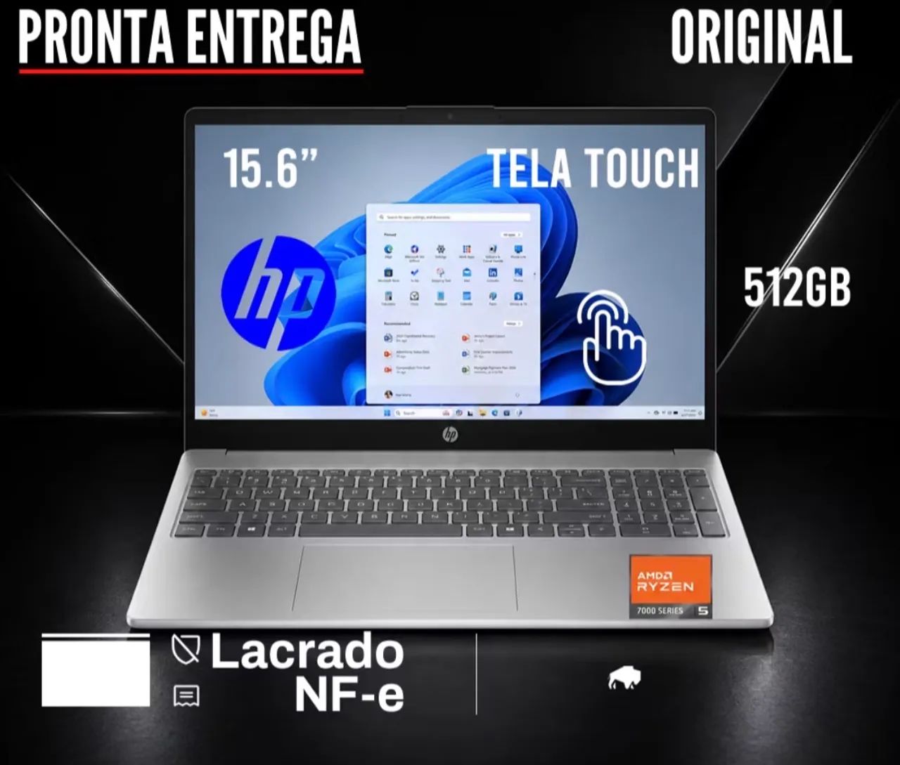 Notebook HP AMD Ryzen 5 7520U tela 15.6