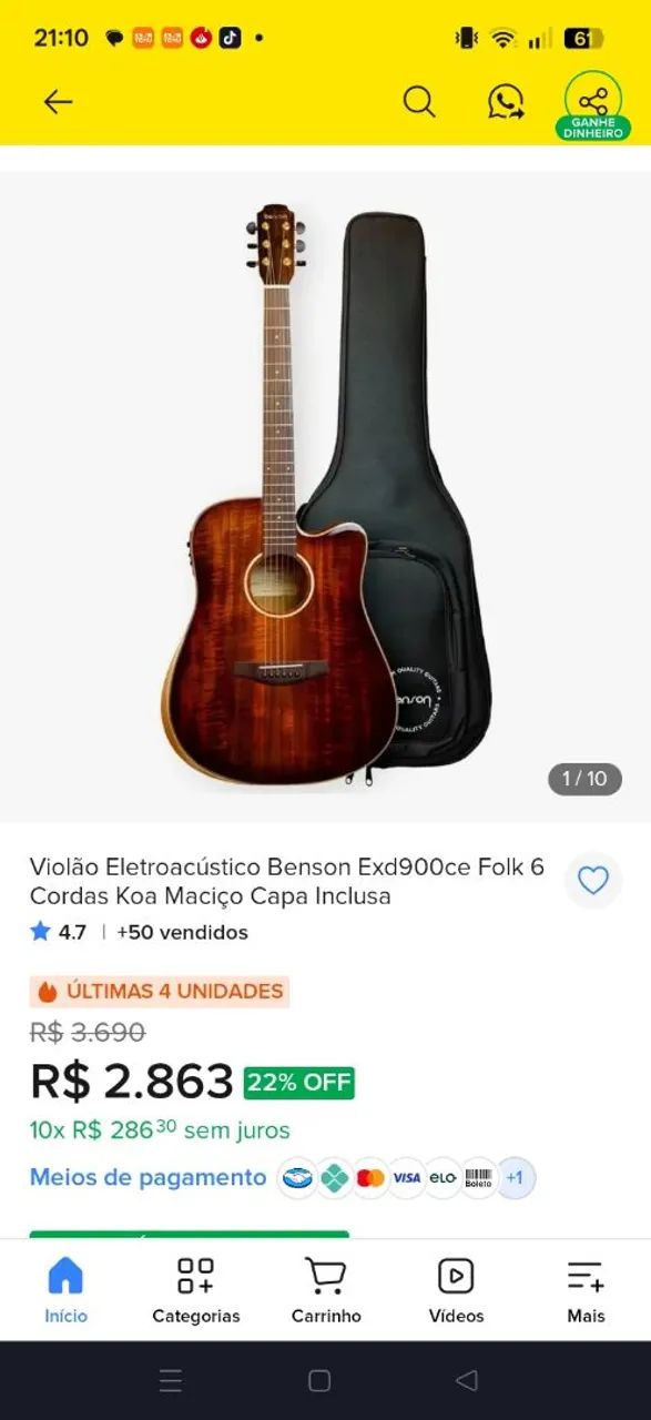 Violão elétrico benson - Foto 5