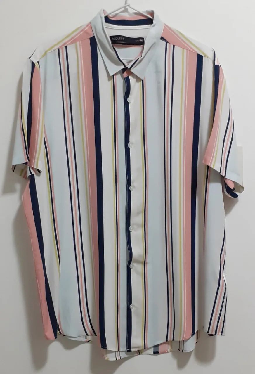 Camisa Masculina Listrada Manga Curta - Foto 5