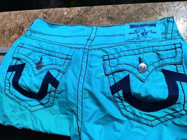 Bermuda True Religion Original Verde água / azul turquesa .