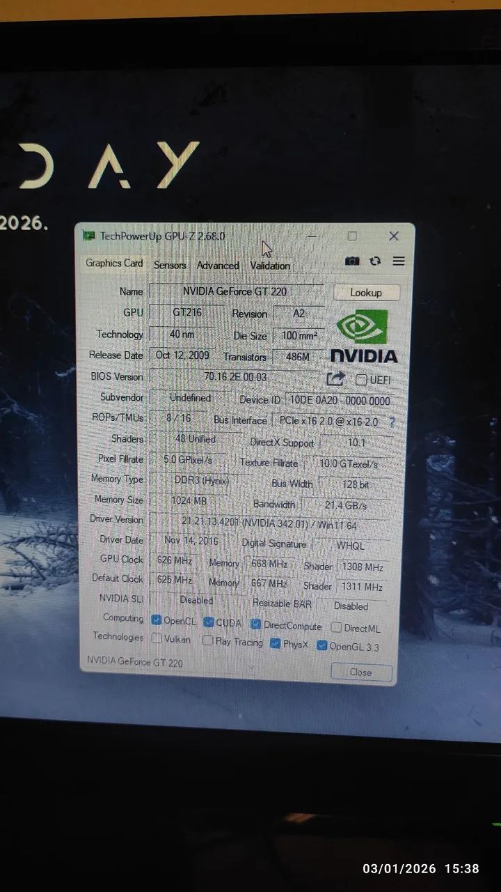 Placa de vídeo NVIDIA GeForce GT 220 funcionando perfeitamente. - Foto 4