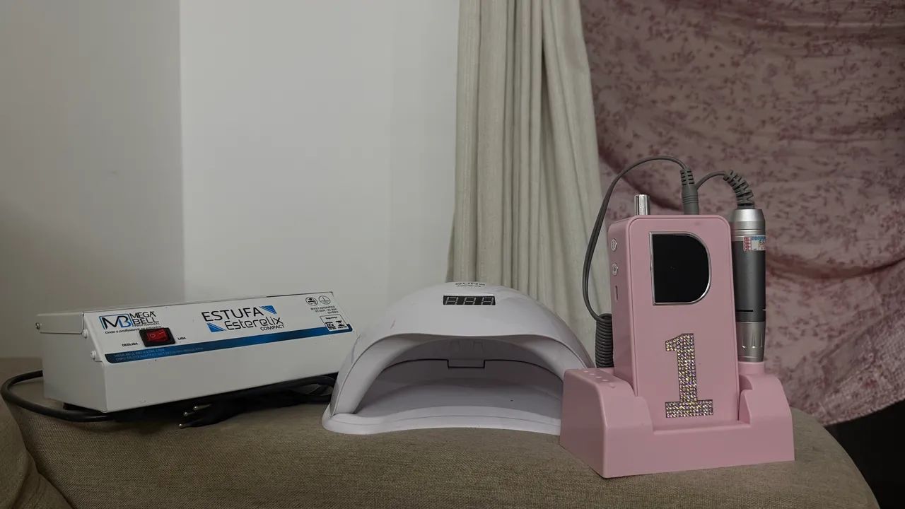 Estufa, cabine UV, lixa 