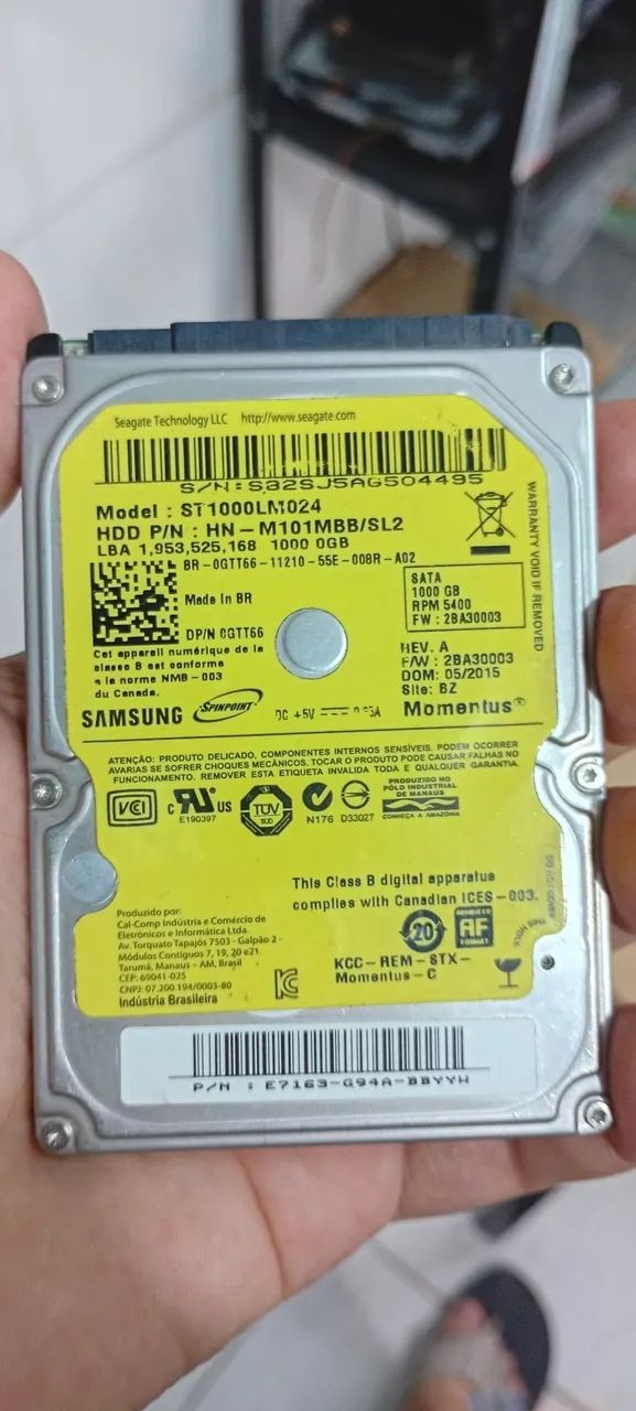 HD Samsung 1000GB 100% saudável 