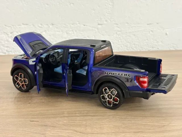 Miniatura Picape Ford Raptor azul 1:24 som e luz - Foto 2