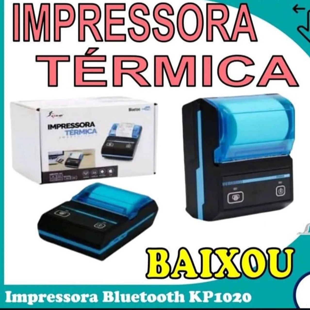 Mini impressora térmica portátil bluetooth Knup Kp-1020