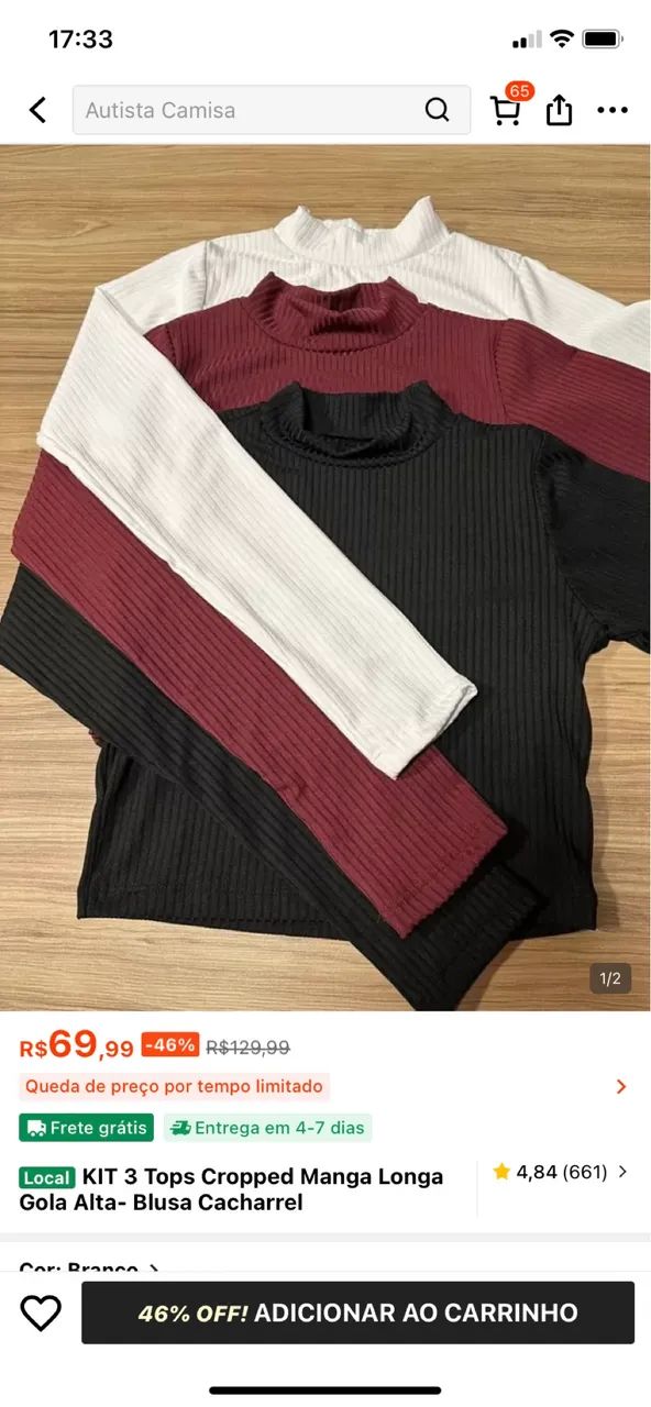 Kit Blusa Canelada - Manga longa  - Foto 2