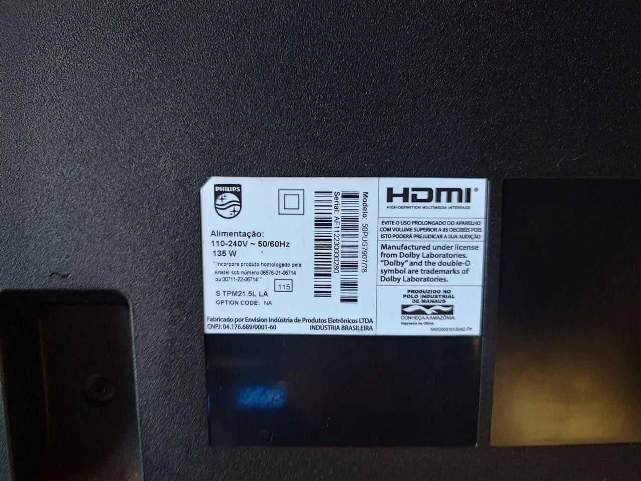 Tv Philips 50" 4k UHD Ambilith com Android tv, com defeito  - Foto 3