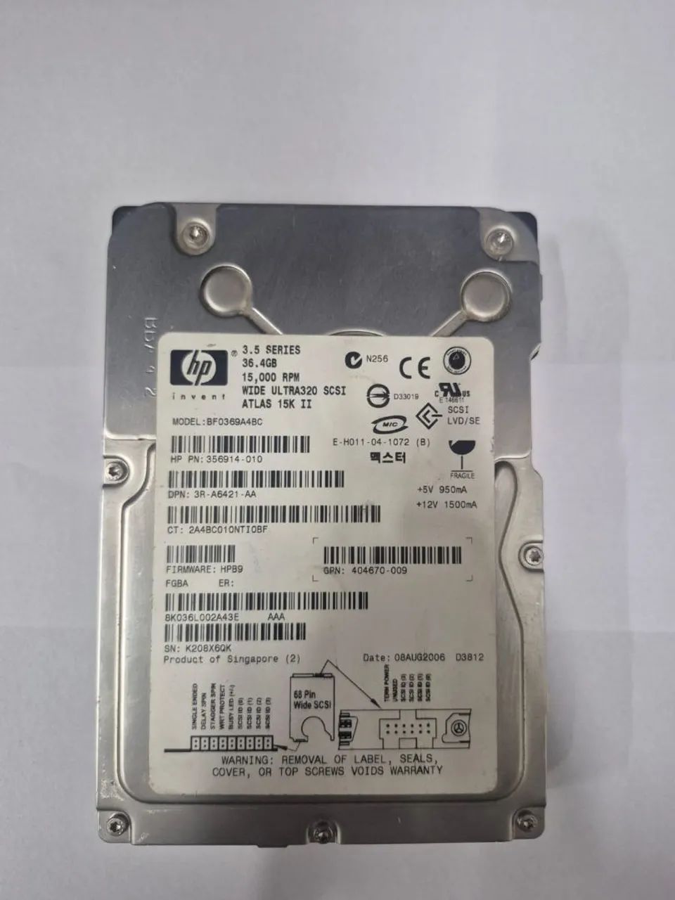 HD scsi 68 pinos 36 GB para servidor 