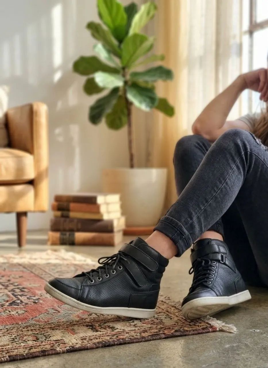 Tênis botinha Feminino em couro  N:38 - Foto 2