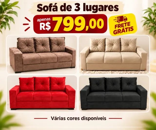 Mega promoção de  Sofa 3 lugares com Almofadas!!