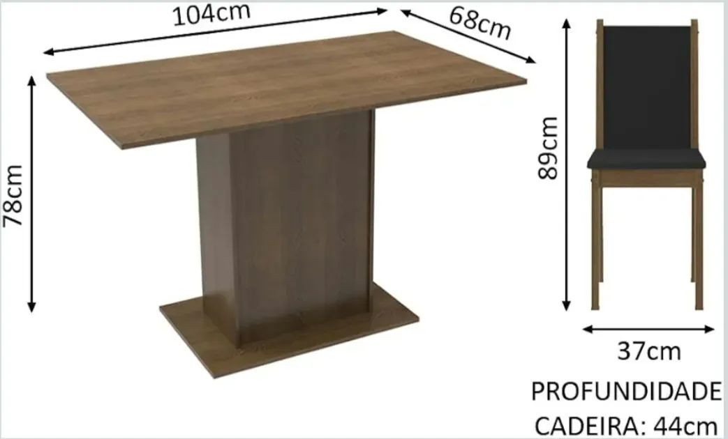 Mesa de jantar 4 cadeiras marrom e preta - Foto 3