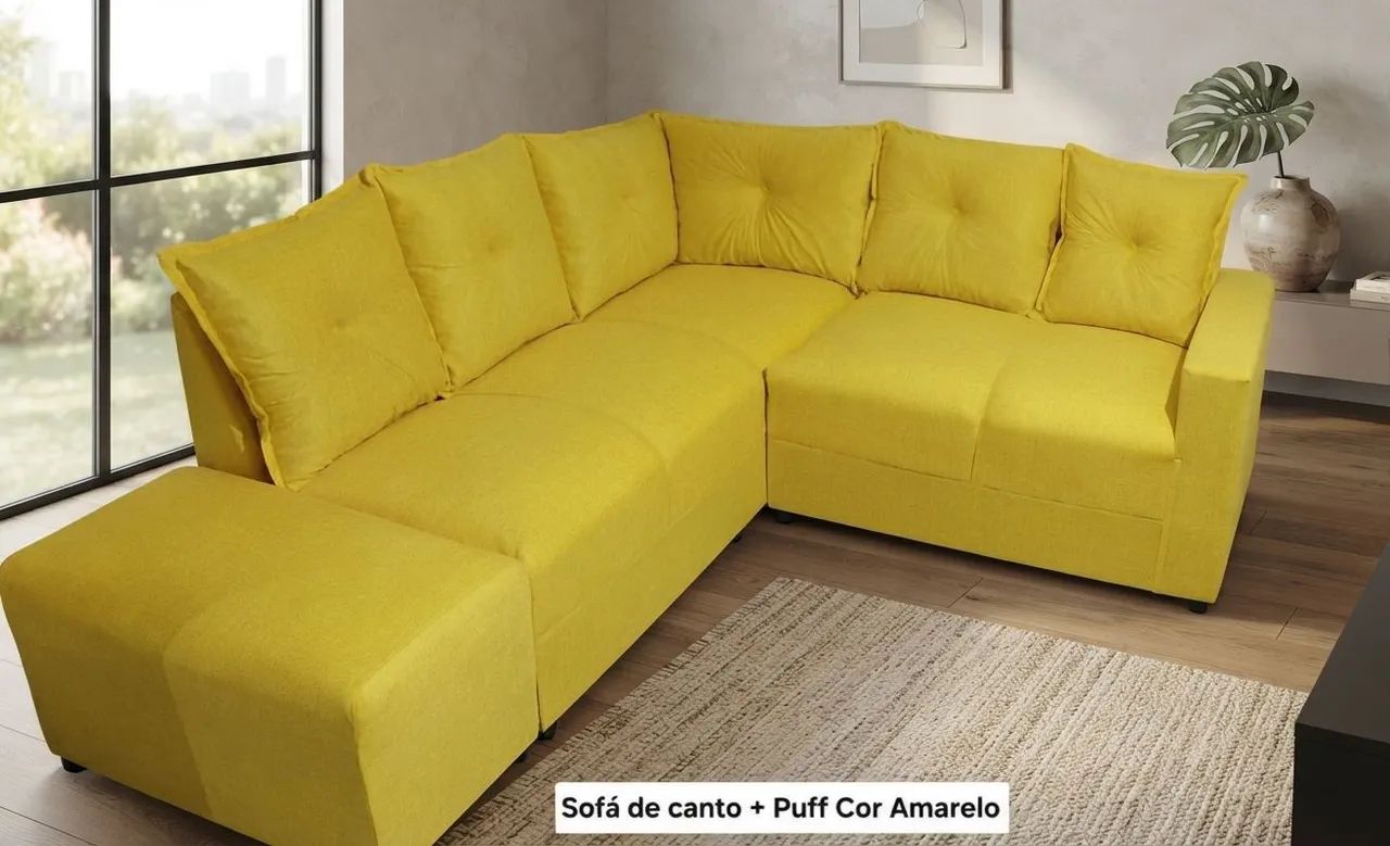 Sofa de canto com puff novo direto da fábrica 750,00 - Foto 4