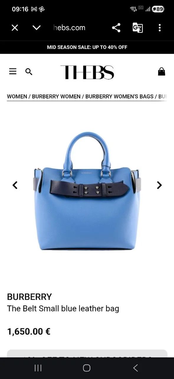 Bolsa Burberry azul com alça longa