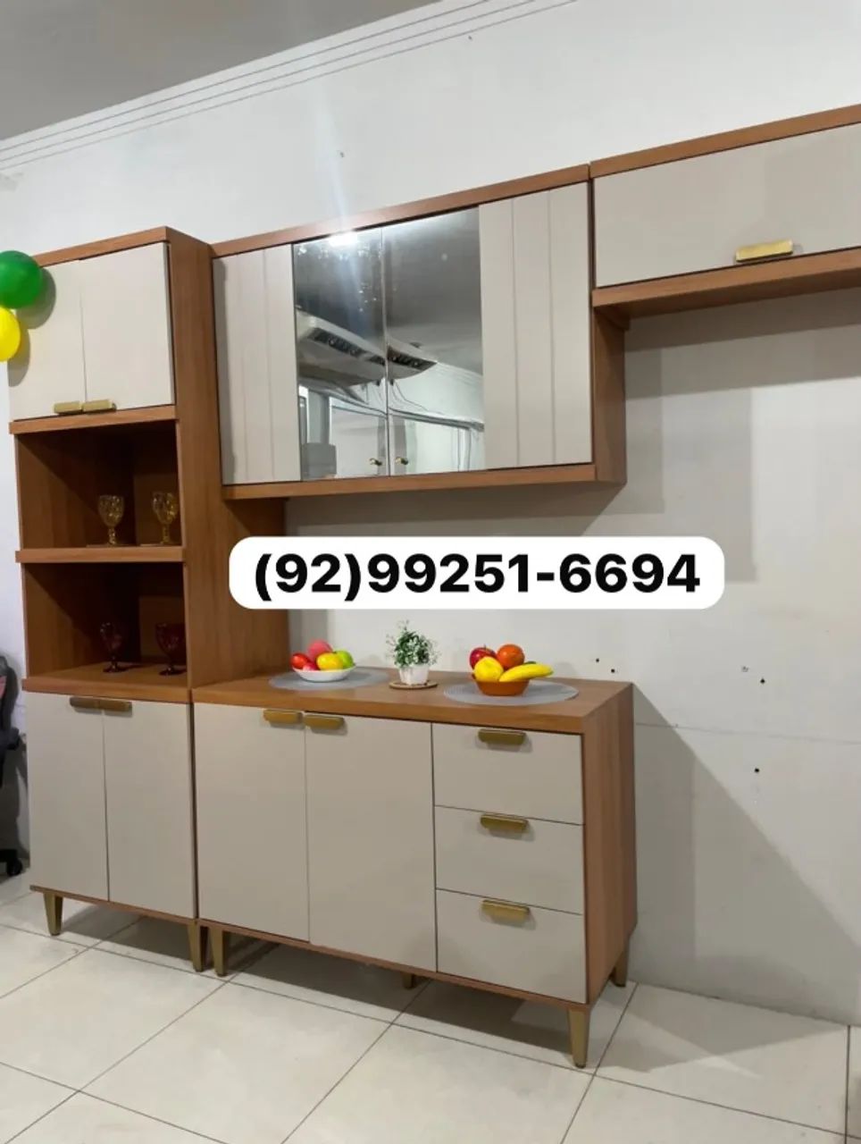 armario de cozinha reflecta com vidro