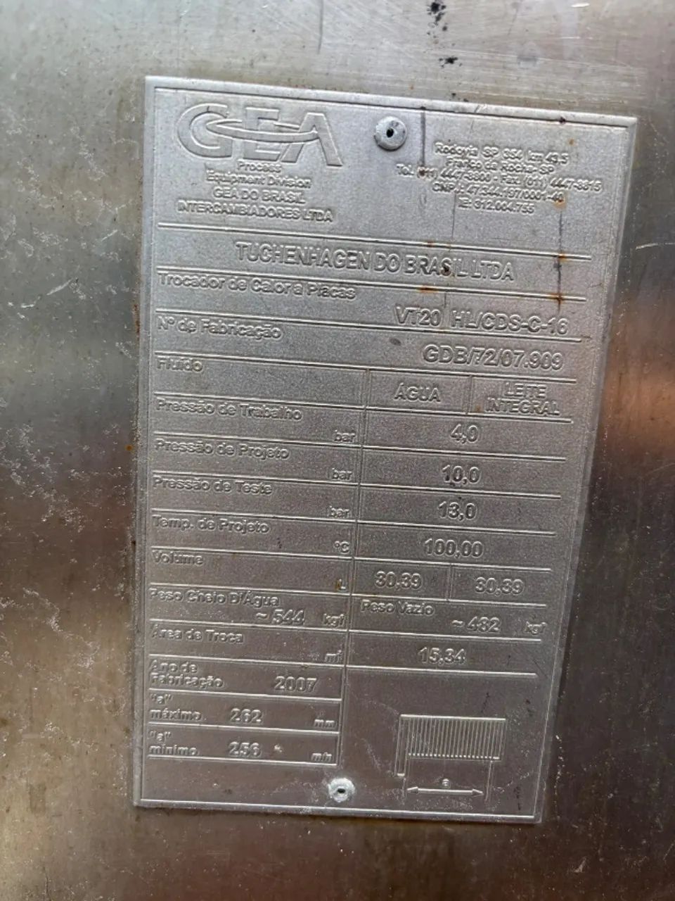 Pasteurizado Trocador de Calor de Placas em Aço Inox GEA - Foto 5