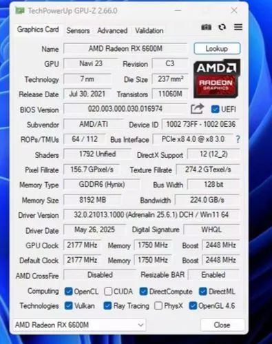 Placa De Vídeo AMD Radeon RX 6600M 8GB - Foto 4