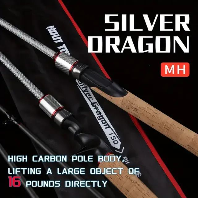 Vara de pesca em carbono Silver Dragon Hautton 8-15 lbs carretilha 2 partes - Foto 3