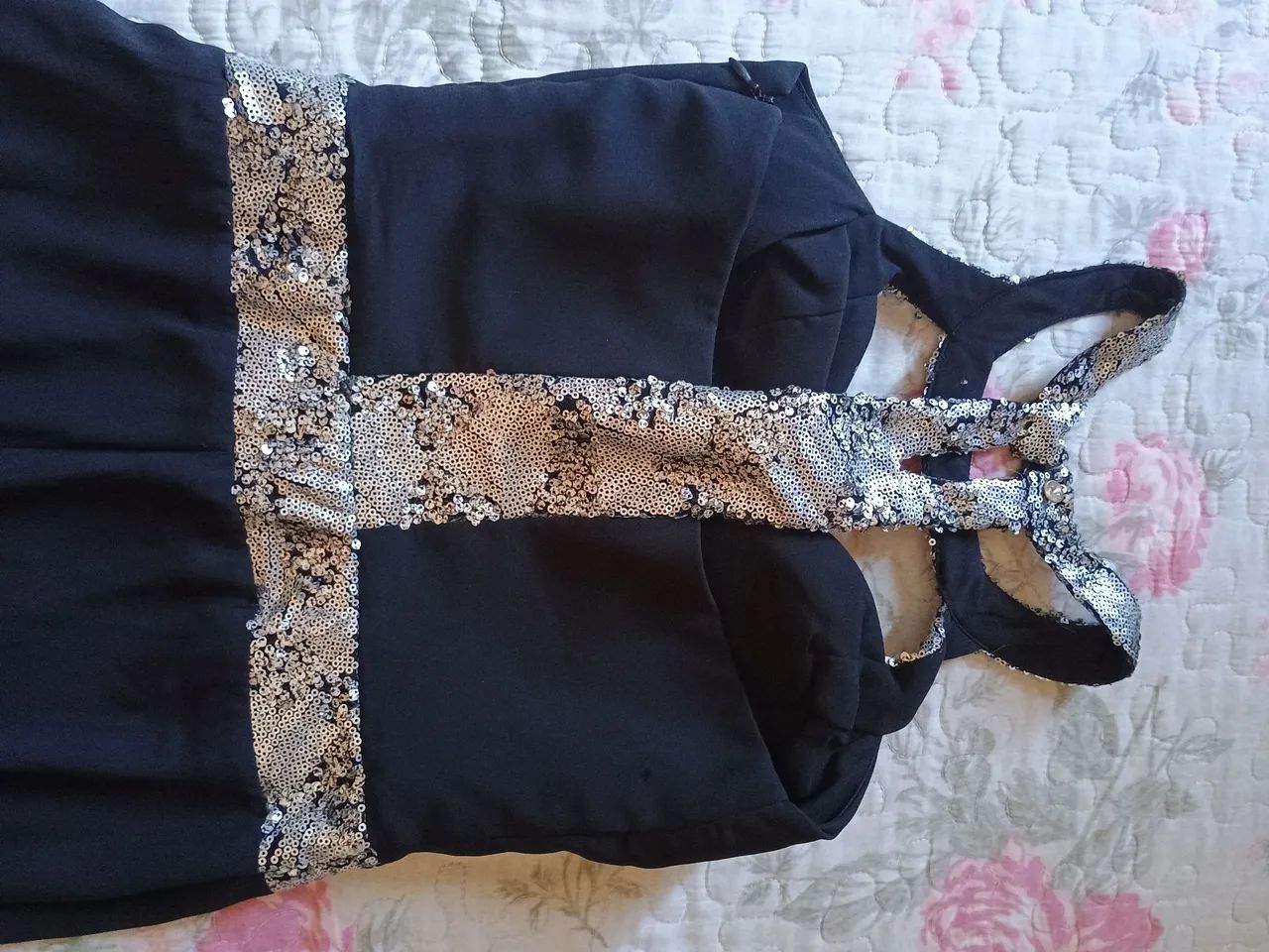 Vestido longo preto com prata - Foto 2