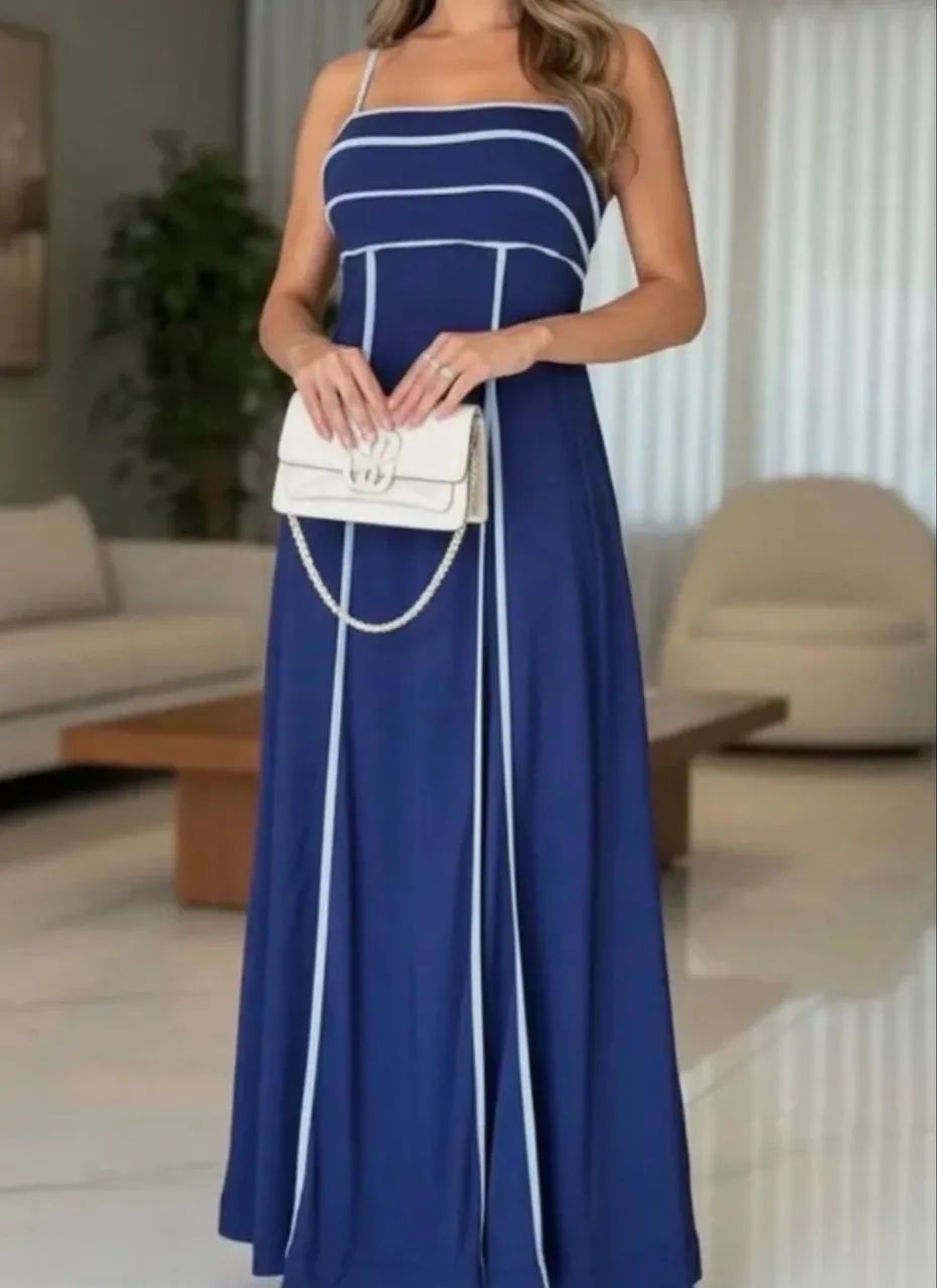 vestido cropped farm azul m