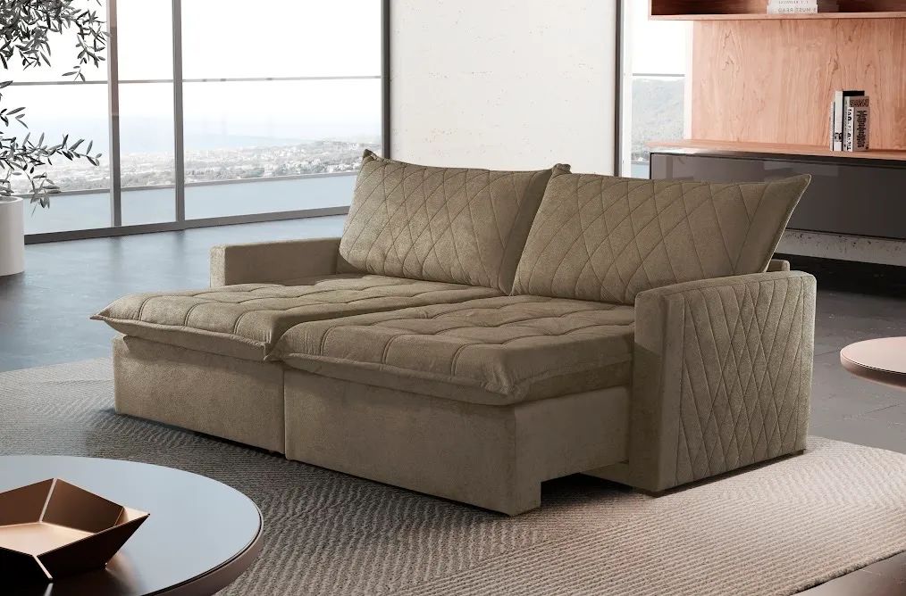 Sofá Retrátil Sem Caixa 1,80m Pillow Top e Molas Bonnel t76 - Foto 2
