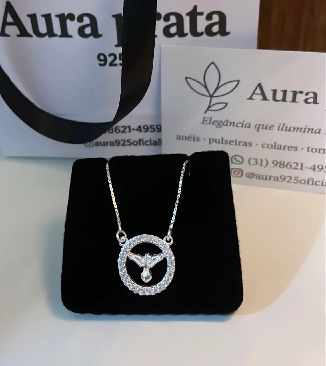 Colar Espírito Santo, prata 925 legítima 