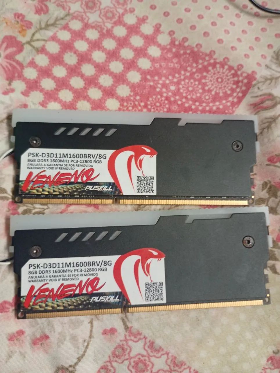 Memória RAM puskill 8gb cada DDR3, RGB 