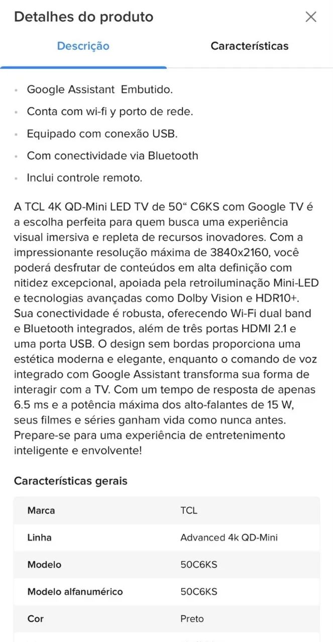 TV TCL 50'' 4K - QLED Mini 6CKS - Foto 5