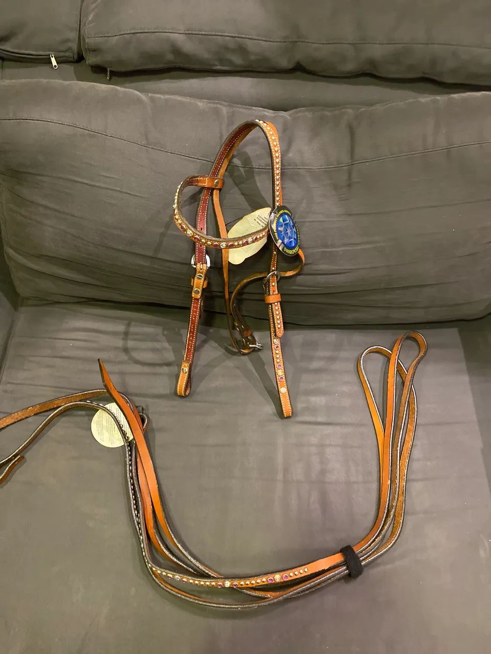   Cabeçada e redeas importada para cavalo  - Foto 2