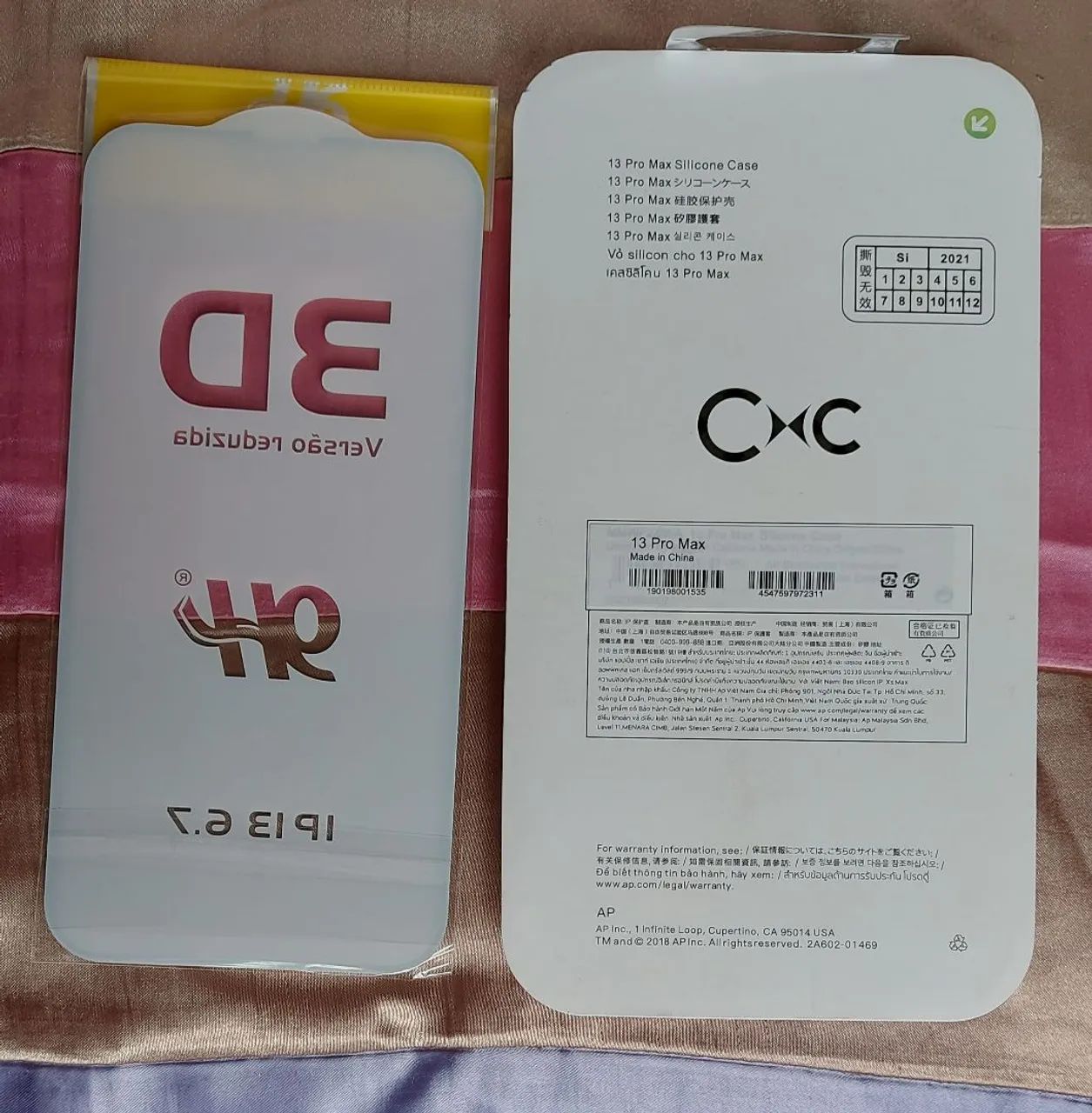 Película 3d (c/ kit de aplicação) + case silicone transparente p/ iPhone 13 pro max - Foto 3