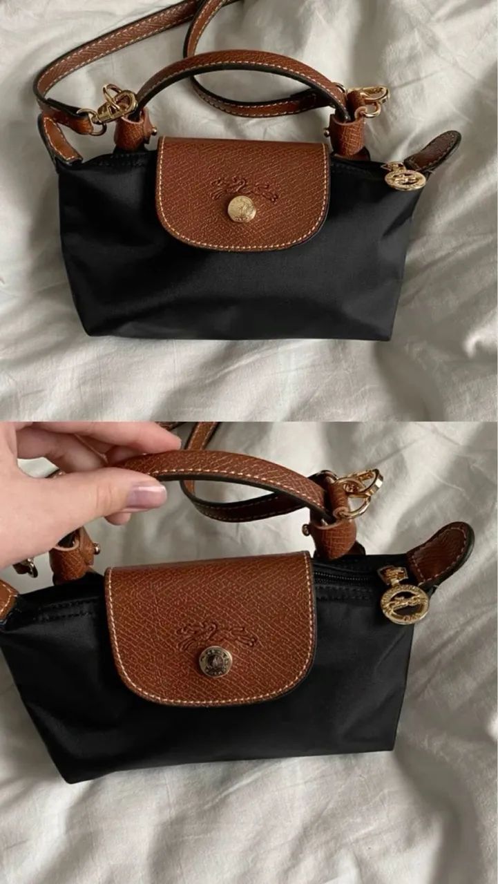 Mini bolsa preta longchamp - alça removível  - Foto 2