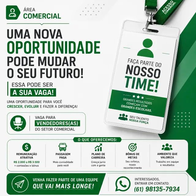 Atendente comercial - Vagas abertas