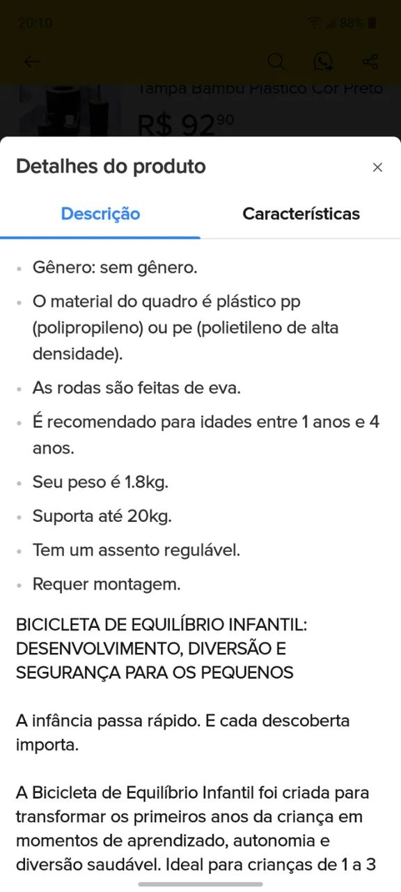 Bicicleta/andador de equilíbrio sem pedal  - Foto 2