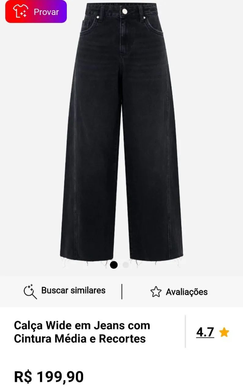 Calça jeans wide leg preta tam 40 - Foto 3