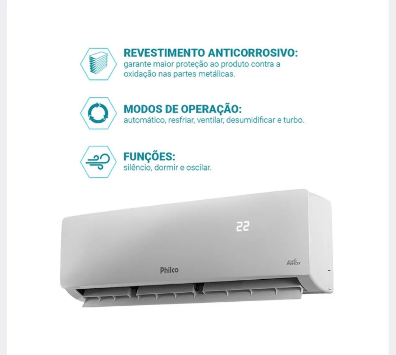 Ar Condicionado Split Hi Wall - Inverter R-32 - Philco - 12.000 Btus  - Foto 2