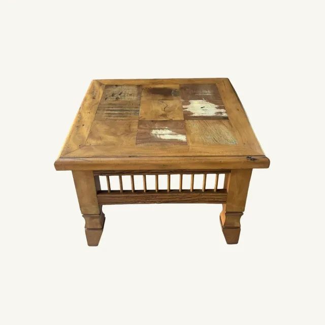 Mesa de Centro Em Madeira Maciça Peroba Rosa 66x66x44cm - Foto 4