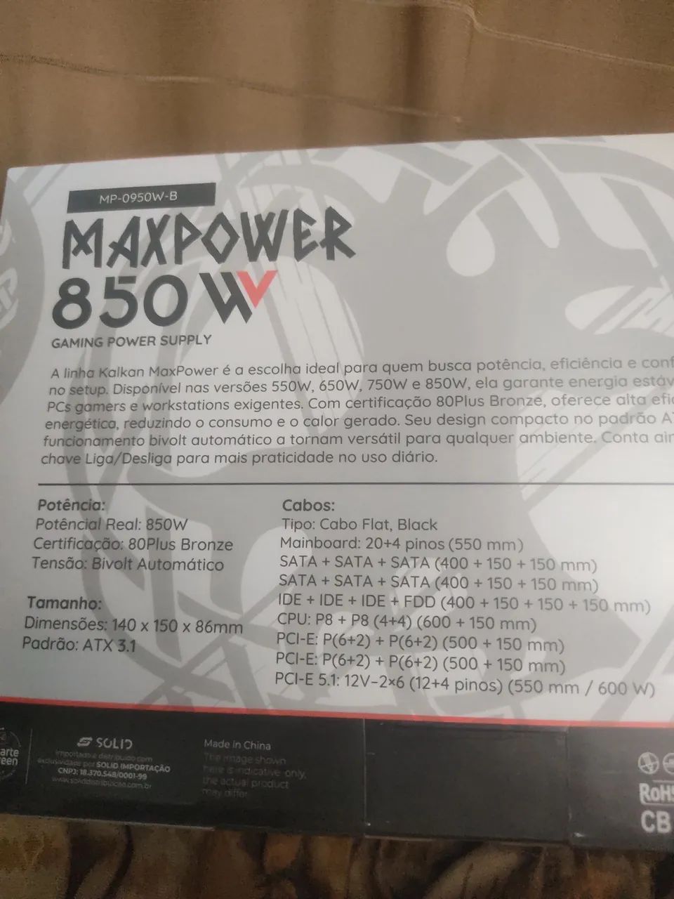 fonte 850w atx 3.1 com cabo PCIe 5.1 600w - Foto 3